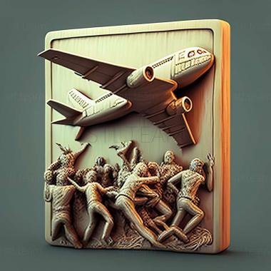 3D model Zombies on a Plane game (STL)